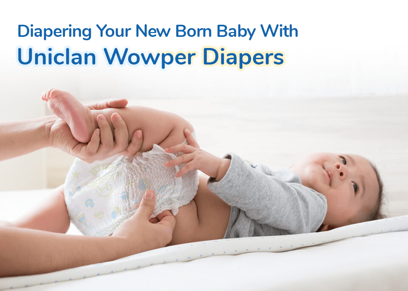 Diapering your new born baby with uniclan wowper diapers